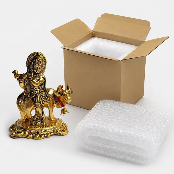 DreamKraft_Krishna_with_Cow_Metal_Showpiece,_Gold_Colour