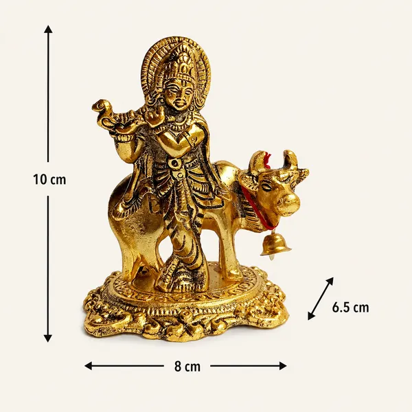 DreamKraft_Krishna_with_Cow_Metal_Showpiece,_Gold_Colour
