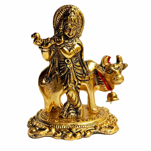 DreamKraft_Krishna_with_Cow_Metal_Showpiece,_Gold_Colour