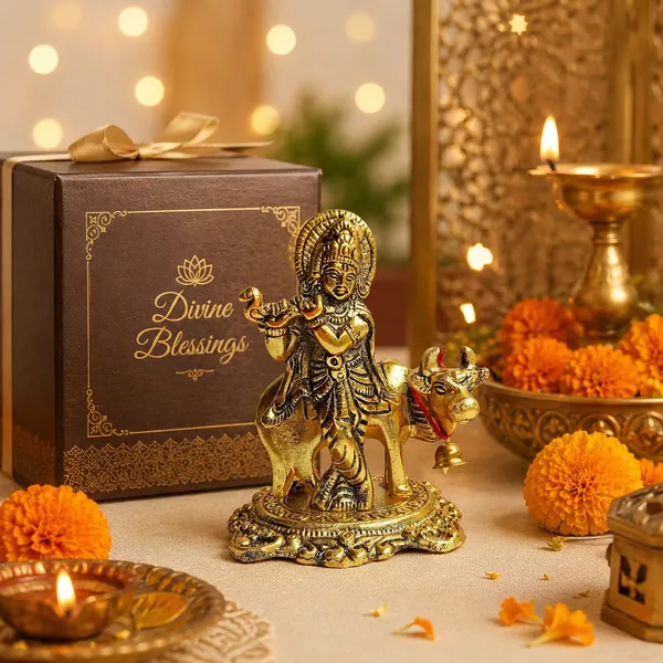DreamKraft_Krishna_with_Cow_Metal_Showpiece,_Gold_Colour