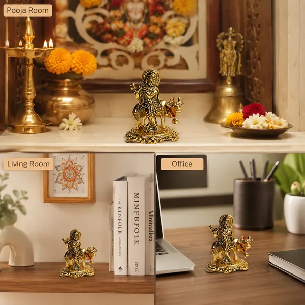 DreamKraft_Krishna_with_Cow_Metal_Showpiece,_Gold_Colour