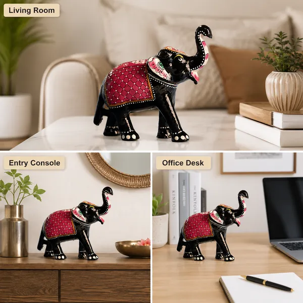 DreamKraft_Paper_Mache_Elephant_Figurine,_Red