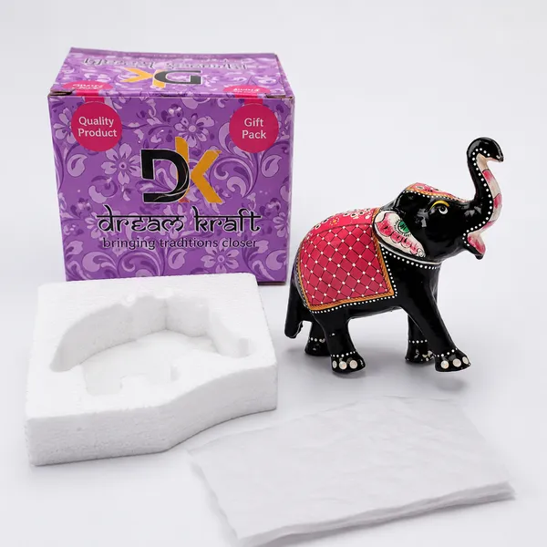 DreamKraft_Paper_Mache_Elephant_Figurine,_Red