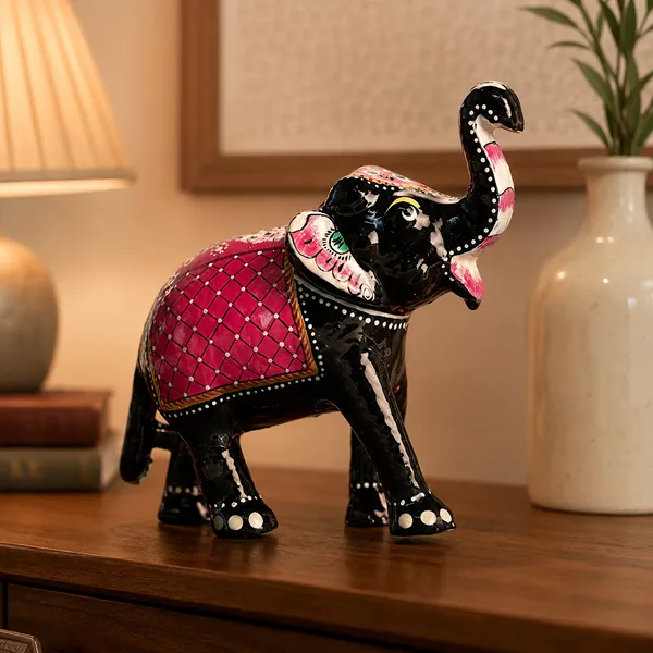 DreamKraft_Paper_Mache_Elephant_Figurine,_Red