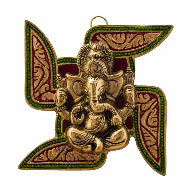 Leaf_Ganesh_Wall_Hanging_with_Meena_Kari_Work_for_Home_Dv???vO?cor(17X17X2_cm)
