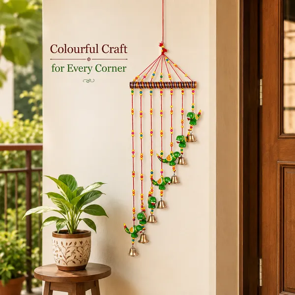 DreamKraft_Parrot_Bell_Wind_Chime,_Multicolour,_33_Inches_Overall_Length