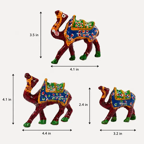Paper_Mache_Handcrafted_Set_of_3_Camel_Showpiece_for_Home_Decor_and_Gift_Purpose-Red