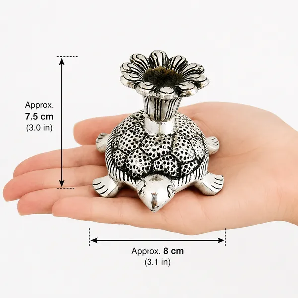 DreamKraft_Metal_Tortoise_Candle_Holder,_Silver_Colour