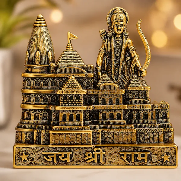 DreamKraft_Ayodhya_Ram_Mandir_Metal_Model_with_Shri_Ram_Figure,_21_cm_High