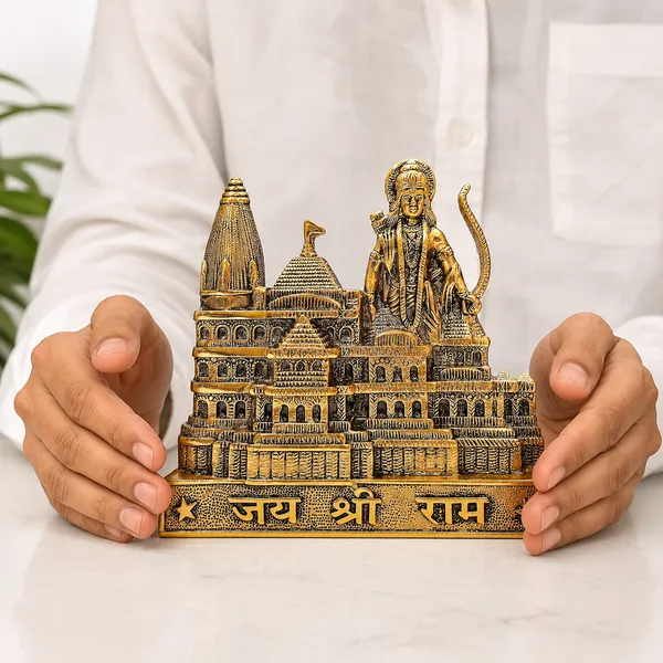 DreamKraft_Ayodhya_Ram_Mandir_Metal_Model_with_Shri_Ram_Figure,_21_cm_High