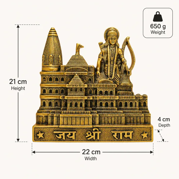 DreamKraft_Ayodhya_Ram_Mandir_Metal_Model_with_Shri_Ram_Figure,_21_cm_High