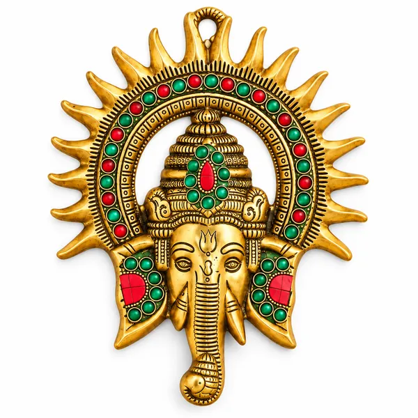 DreamKraft_Metal_Ganesha_Sun_Chakra_Wall_Hanging,_Gold,_22_cm
