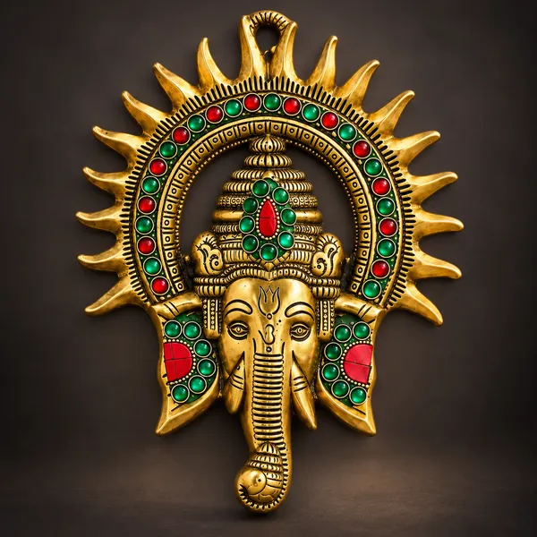 DreamKraft_Metal_Ganesha_Sun_Chakra_Wall_Hanging,_Gold,_22_cm