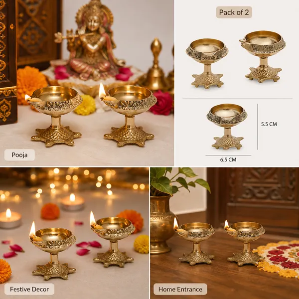 Brass_Handmade_Engraved_Design_Kuber_Diya_(Oil_Lamp)_with_Turtle_Base_for_Puja_Home_Dv???vO?cor_(Set_of_2)
