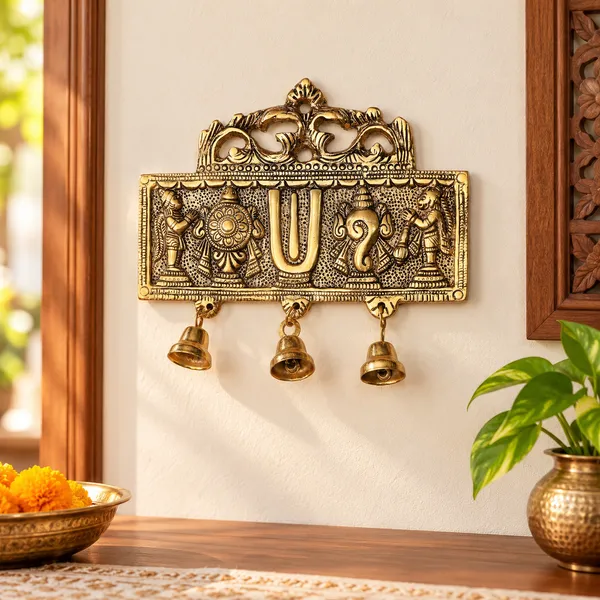 DreamKraft_Tirupati_Balaji_Symbols_Metal_Wall_Hanging,_Gold