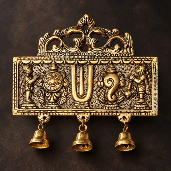 DreamKraft_Tirupati_Balaji_Symbols_Metal_Wall_Hanging,_Gold
