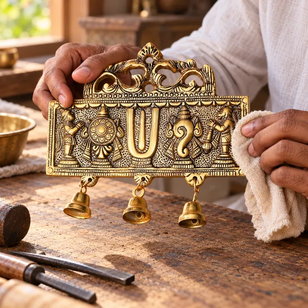 DreamKraft_Tirupati_Balaji_Symbols_Metal_Wall_Hanging,_Gold