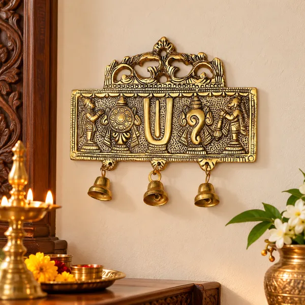 DreamKraft_Tirupati_Balaji_Symbols_Metal_Wall_Hanging,_Gold