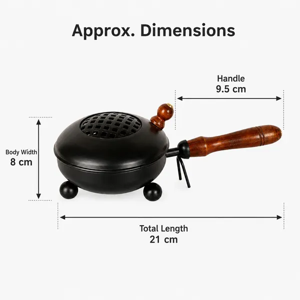 DreamKraft_Iron_Round_Loban_Burner_with_Wooden_Handle,_Black