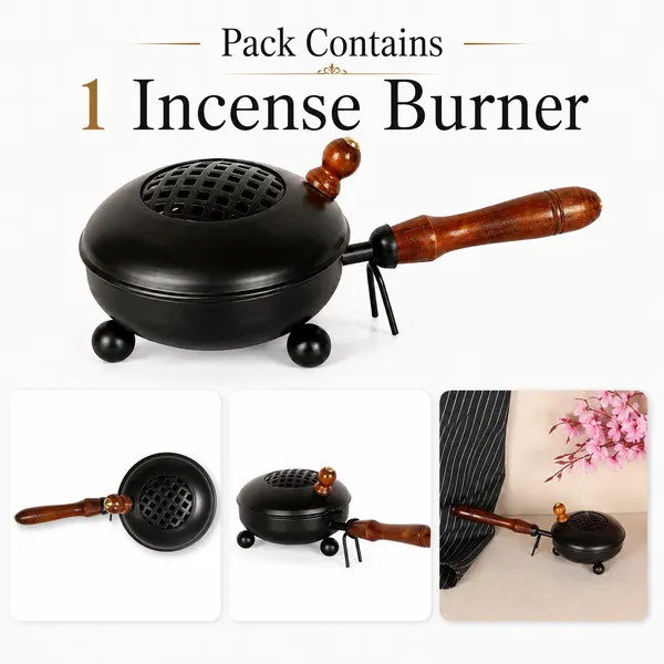DreamKraft_Iron_Round_Loban_Burner_with_Wooden_Handle,_Black
