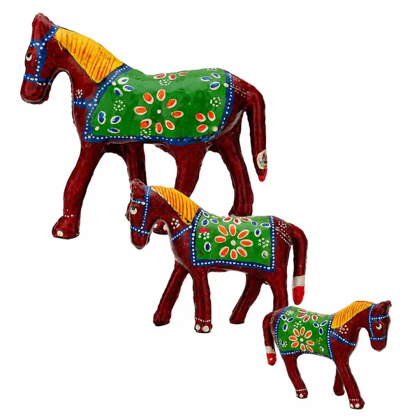 DreamKraft_Paper_Mache_Horse_Showpieces,_Multicolour,_Set_of_3