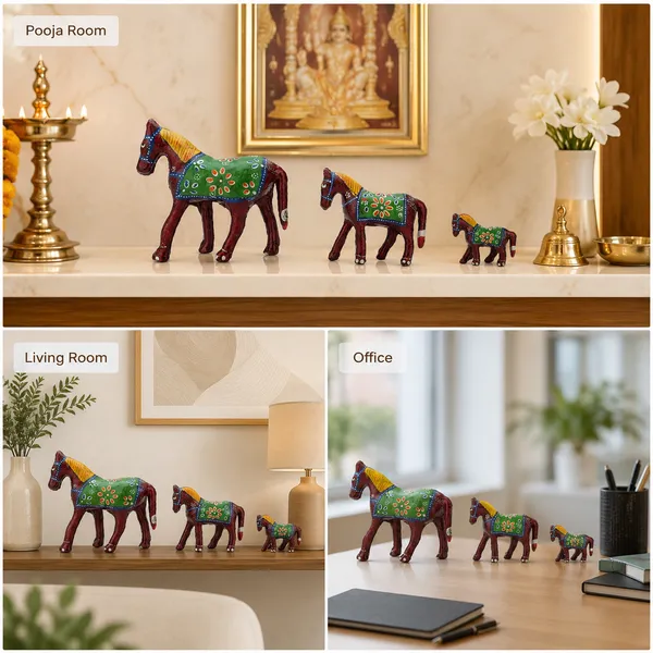 DreamKraft_Paper_Mache_Horse_Showpieces,_Multicolour,_Set_of_3