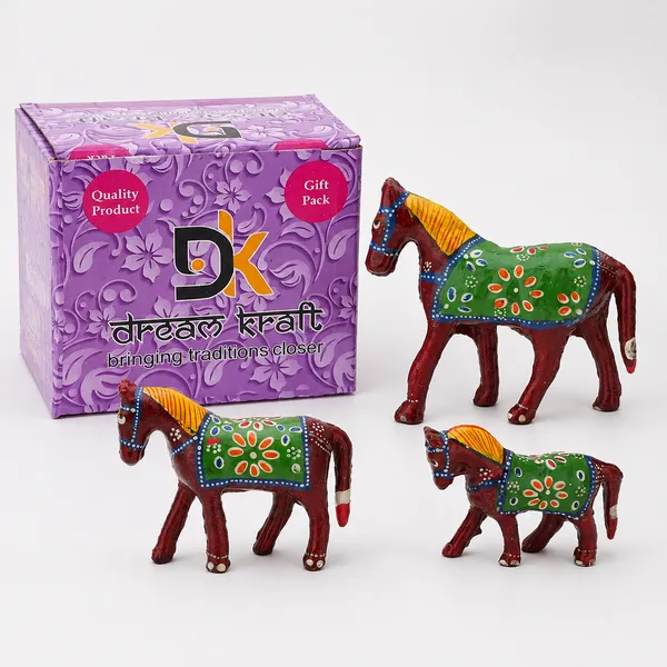 DreamKraft_Paper_Mache_Horse_Showpieces,_Multicolour,_Set_of_3