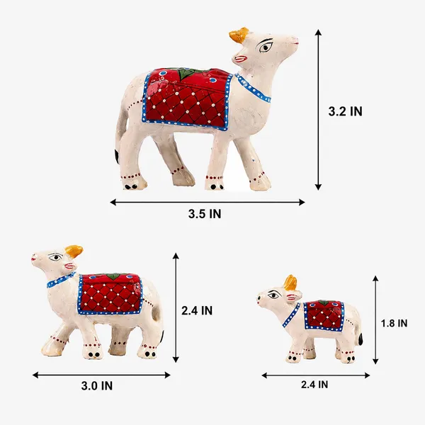 DreamKraft_Paper_Mache_Cow_Showpiece_Set_of_3,_White