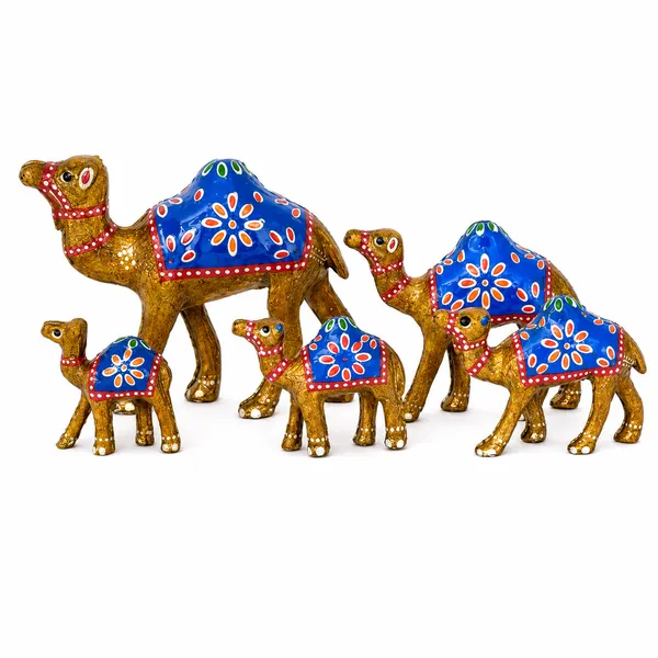 DreamKraft_Paper_Mache_Camel_Showpiece_Set_of_5,_Yellow