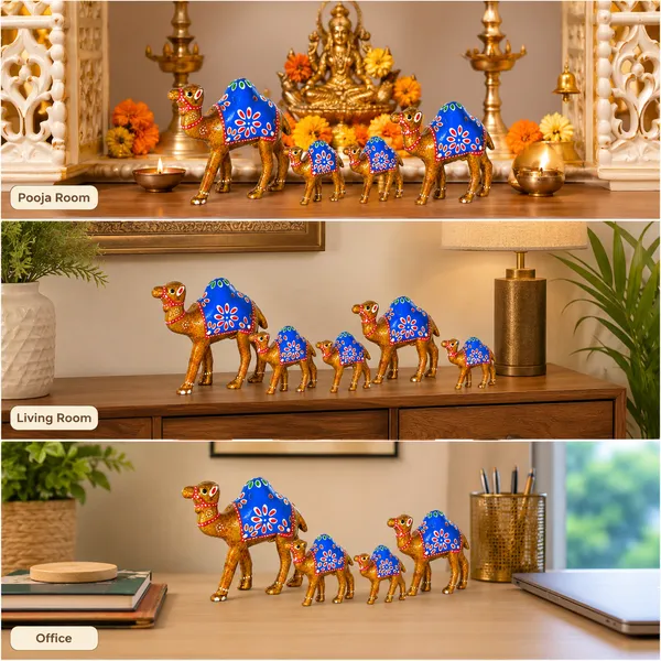 DreamKraft_Paper_Mache_Camel_Showpiece_Set_of_5,_Yellow