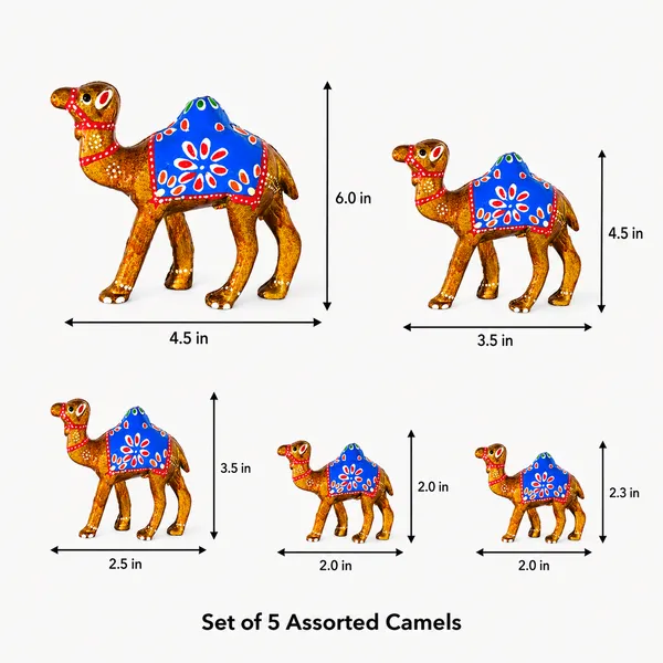 DreamKraft_Paper_Mache_Camel_Showpiece_Set_of_5,_Yellow