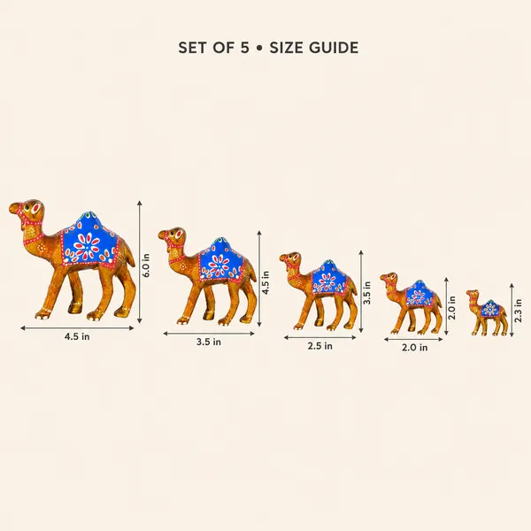 DreamKraft_Paper_Mache_Camel_Showpiece_Set_of_5,_Yellow