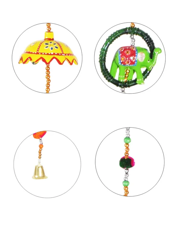 Handcrafted_Paper_Mache_White_Elephant_Ring_with_Umbrella_Hangings_in_Pair_(127_cm)