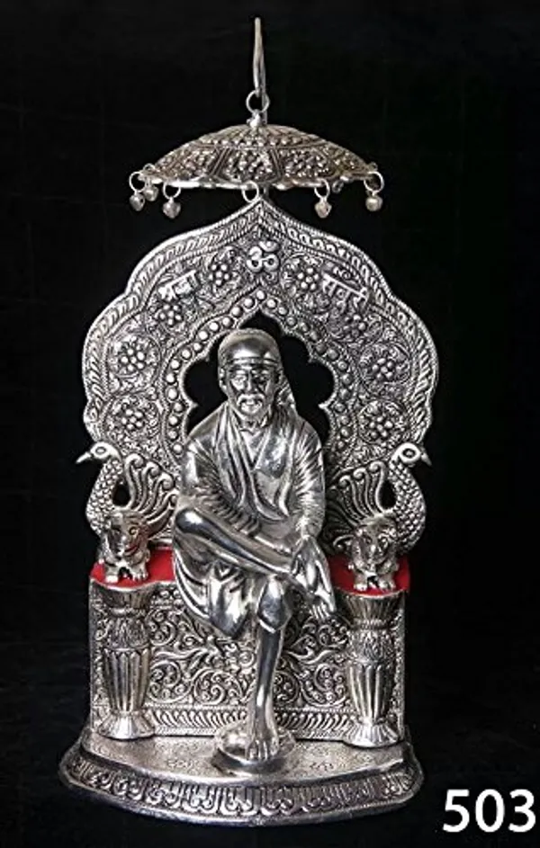 DreamKraft_Metal_Sai_Baba_Showpiece_with_Canopy,_Silver