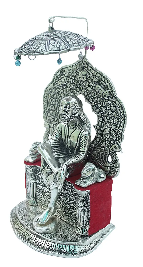 DreamKraft_Metal_Sai_Baba_Showpiece_with_Canopy,_Silver