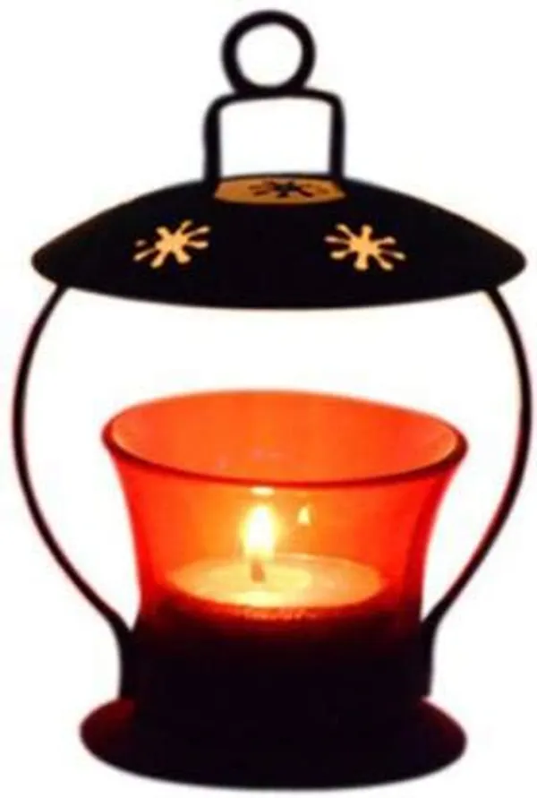 _Decorative_Tea_Light_Candles_Holder(_Iron_&_Glass,_Red)