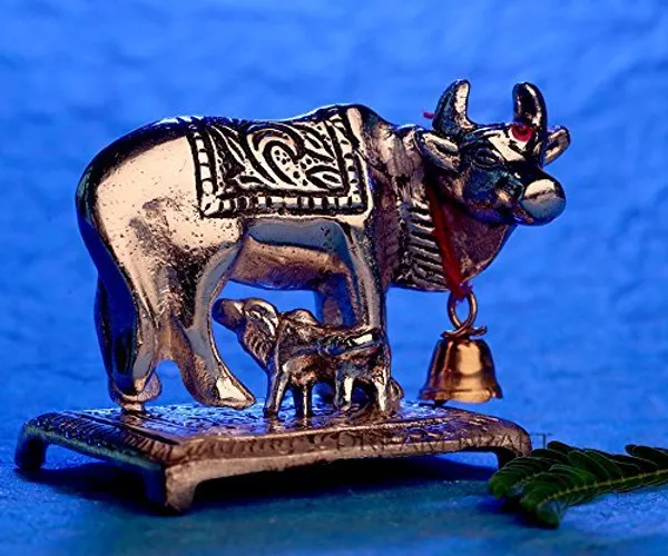 Metal_Kamdhenu_Cow_and_Calf_Ovel_Silver
