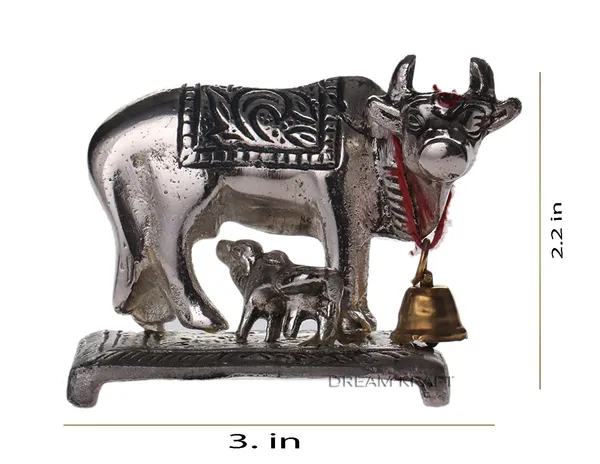 Metal_Kamdhenu_Cow_and_Calf_Ovel_Silver