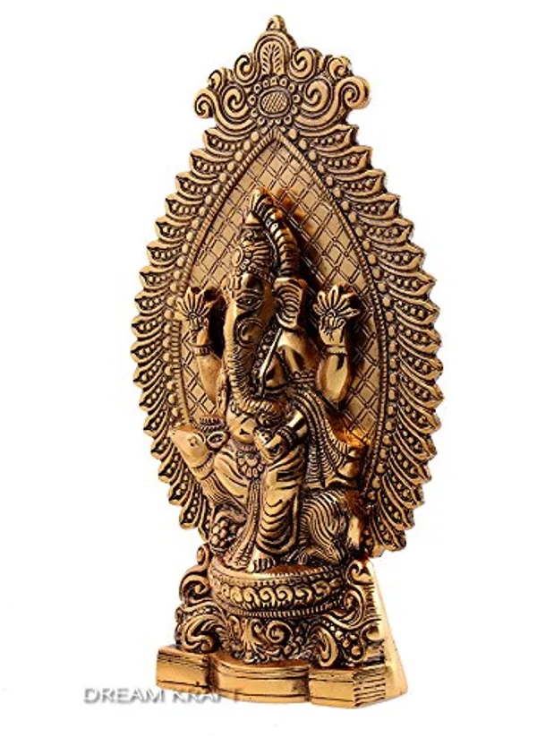 DreamKraft_Metal_Ganesha_Showpiece_with_Decorative_Arch,_Gold