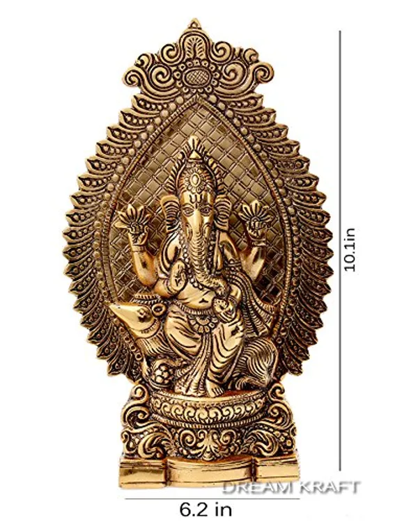 DreamKraft_Metal_Ganesha_Showpiece_with_Decorative_Arch,_Gold