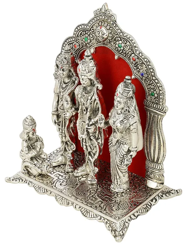 DreamKraft_Aluminium_Ram_Darbar_Showpiece_with_Arch_Frame,_Silver