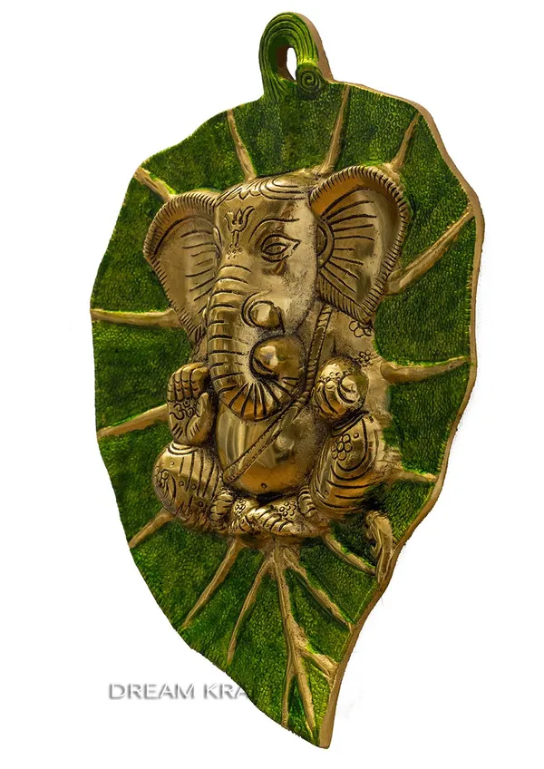 12Inch_Leaf_Ganesh_wall_Hanging_with_Meena_kari_Work_For_Home_Dv??cor(29.5_x22.5x5_CM)