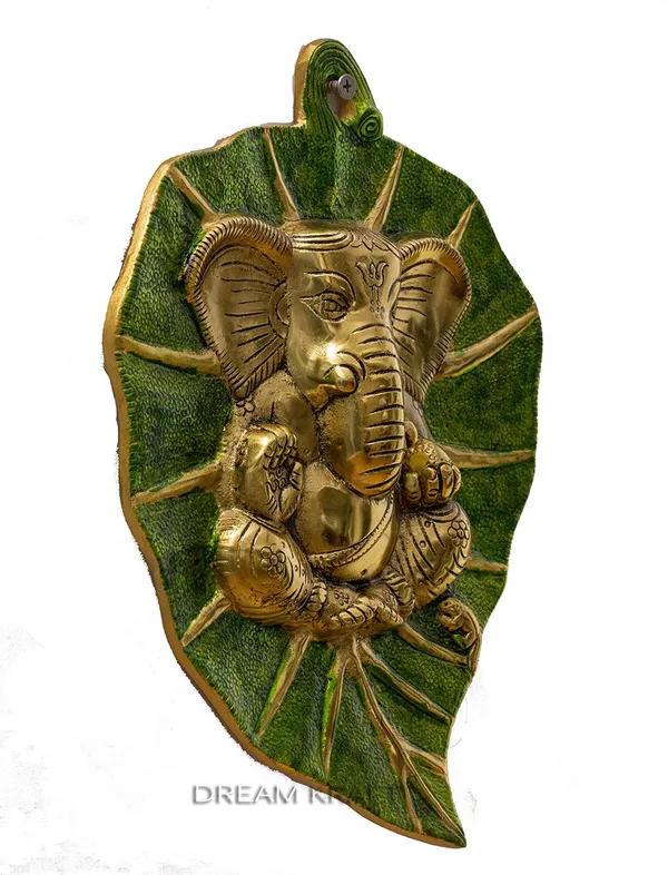 12Inch_Leaf_Ganesh_wall_Hanging_with_Meena_kari_Work_For_Home_Dv??cor(29.5_x22.5x5_CM)