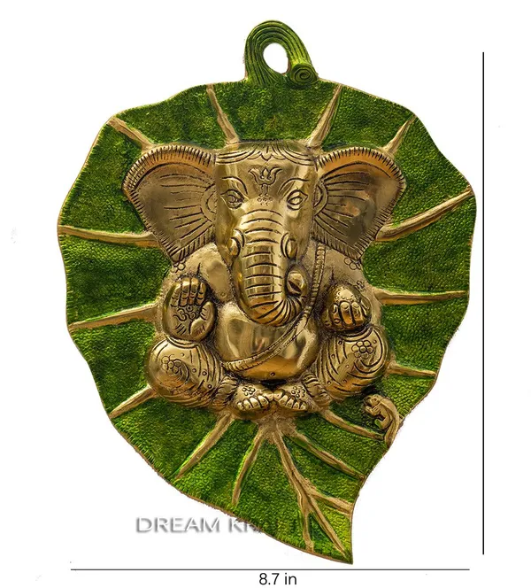 12Inch_Leaf_Ganesh_wall_Hanging_with_Meena_kari_Work_For_Home_Dv??cor(29.5_x22.5x5_CM)