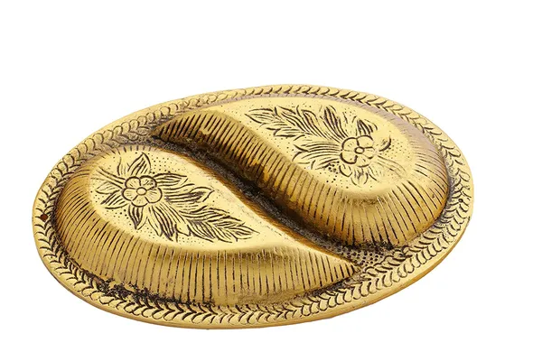 DreamKraft_Metal_Two-Compartment_Decorative_Tray,_Gold_Colour