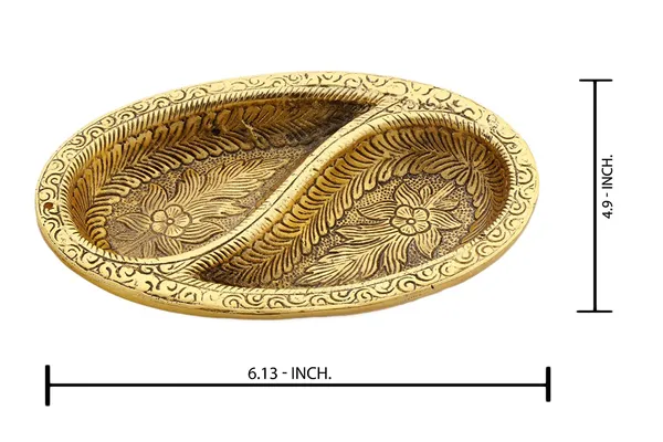 DreamKraft_Metal_Two-Compartment_Decorative_Tray,_Gold_Colour