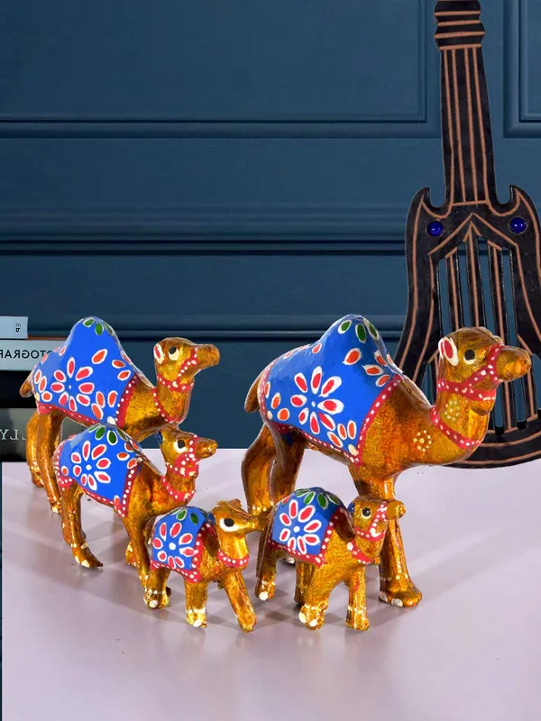 Paper_Mache_Camel_Showpiece_(Set_of_5,Yellow)