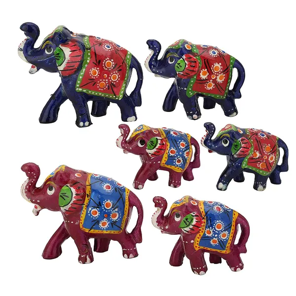 _Paper_Mache_Handcrafted_Elephant_Showpiece_Figurine_(Pack_of_6,_Blue_&_Pink)