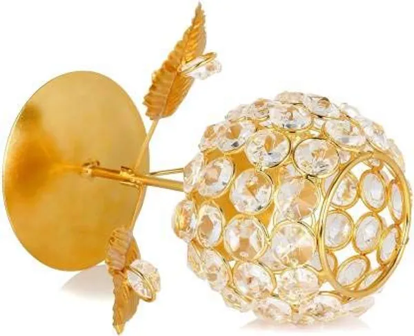 _Crystal_Flower_Tealight_Candle_Holder_(8_Inch,_Brass)