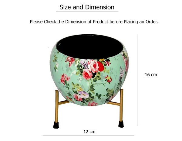 DreamKraft_Metal_Floral_Planter_with_Stand,_Green,_16_cm